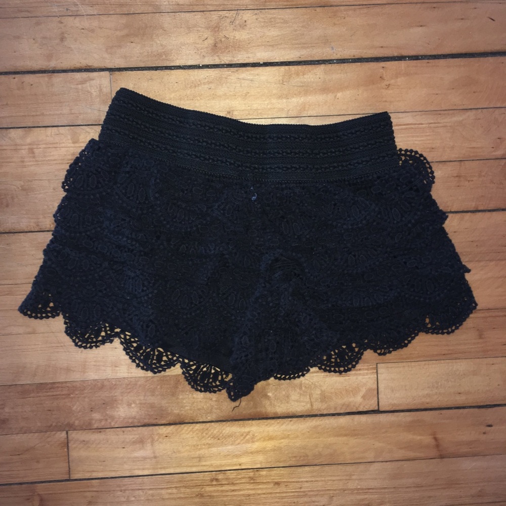Black lace shorts